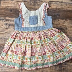 Matilda Jane Corduroy Tank Dress Baby Girls 18-24m Pocket Floral Apron Cottage